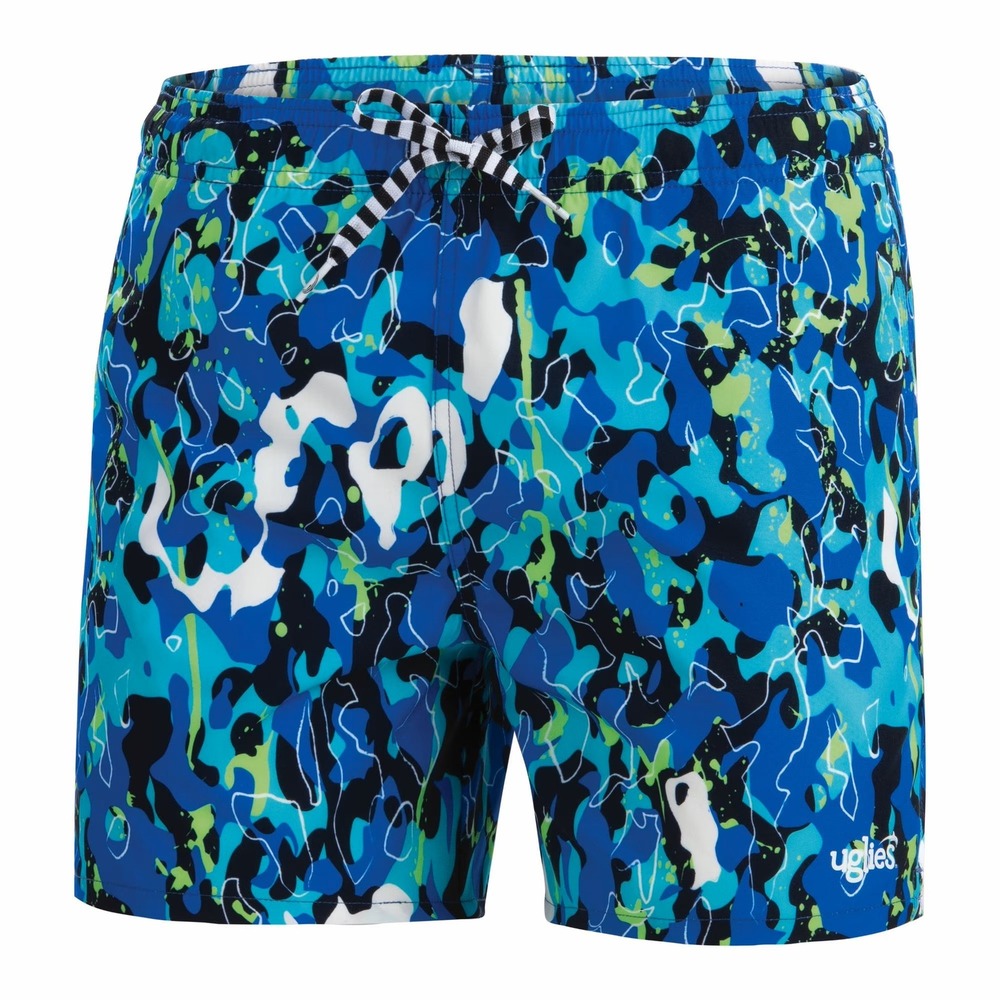 Uglies Youth Swim Trunks Turquoise Blue Abstract Pool‎ Party Swimsuit YS